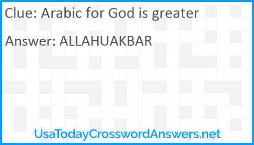 Arabic for God is greater Answer