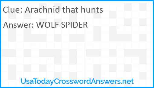 Arachnid that hunts Answer