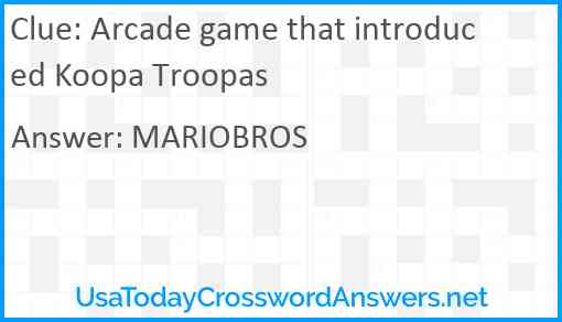 Arcade game that introduced Koopa Troopas Answer