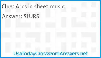 Arcs In Sheet Music Crossword Clue Usatodaycrosswordanswers Net