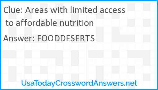 Areas with limited access to affordable nutrition Answer