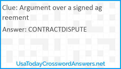 Argument over a signed agreement Answer