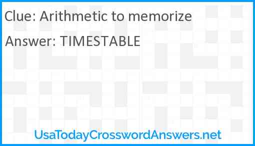 Arithmetic to memorize Answer