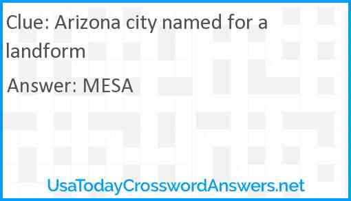 Arizona city named for a landform Answer