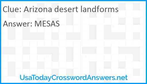 Arizona desert landforms Answer
