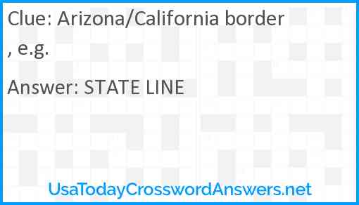 Arizona/California border, e.g. Answer