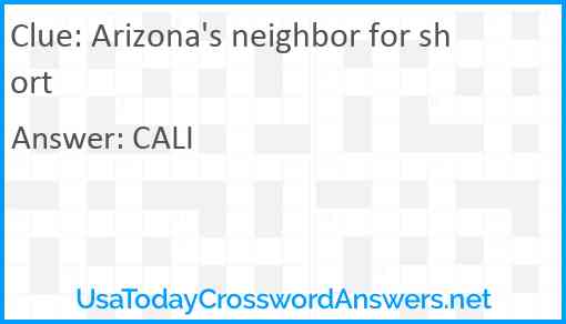 Arizona's neighbor for short Answer
