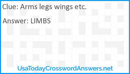 Arms legs wings etc. Answer