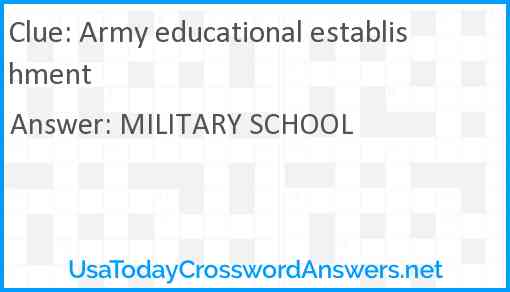 Army educational establishment Answer