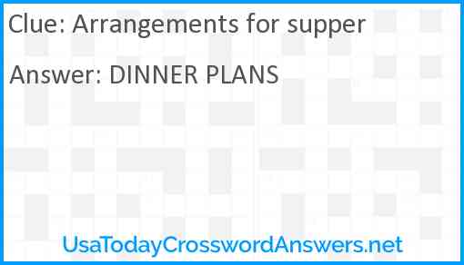 Arrangements for supper Answer