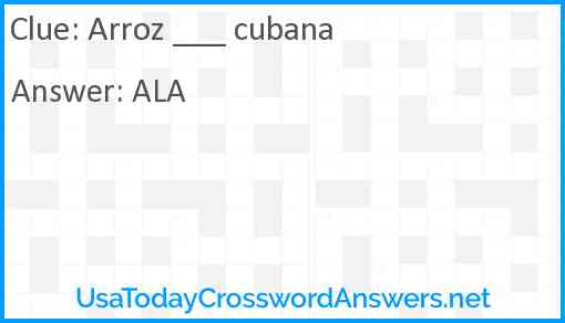 Arroz ___ cubana Answer
