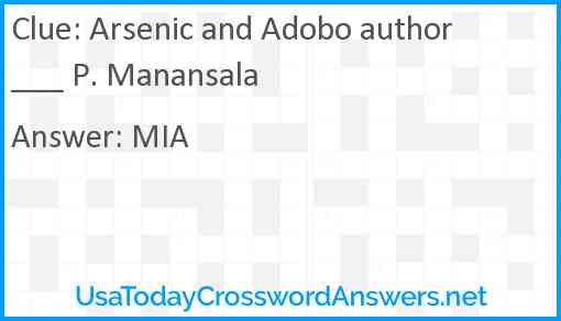 Arsenic and Adobo author ___ P. Manansala Answer