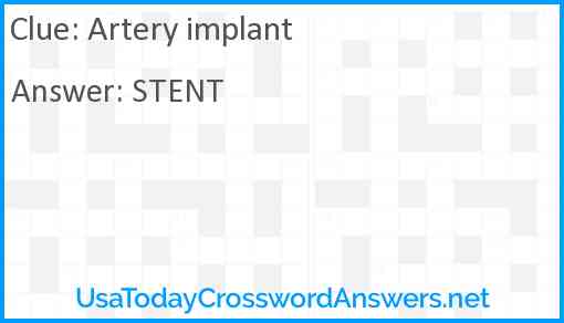 Artery implant Answer