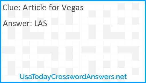 Article for Vegas Answer