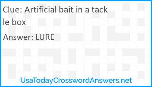 Artificial bait in a tackle box Answer