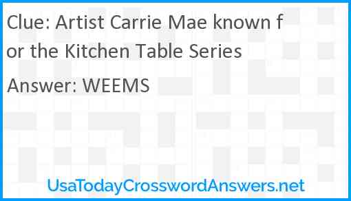 Artist Carrie Mae known for the Kitchen Table Series Answer