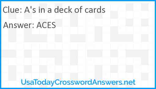 A's in a deck of cards Answer