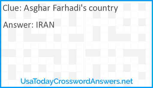 Asghar Farhadi's country Answer