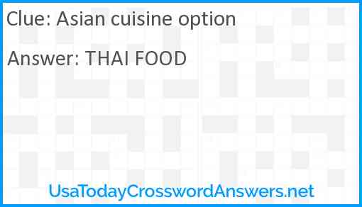 Asian cuisine option Answer