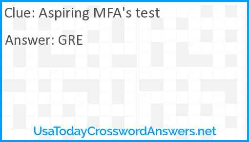 Aspiring MFA's test Answer