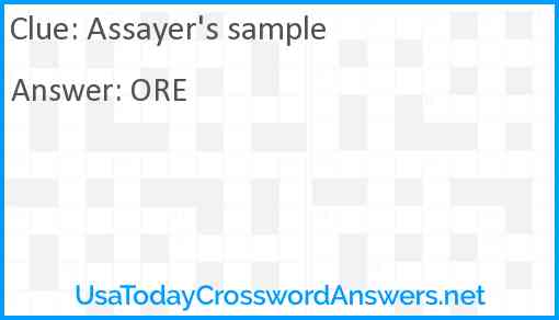 Assayer's sample Answer