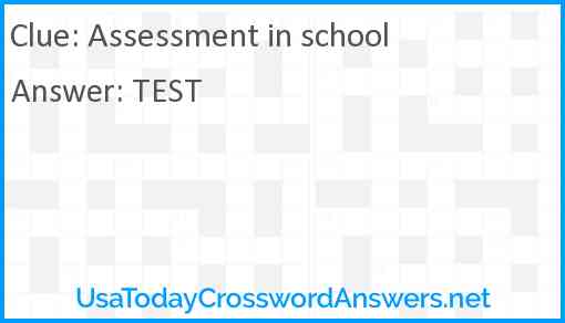 Assessment in school Answer