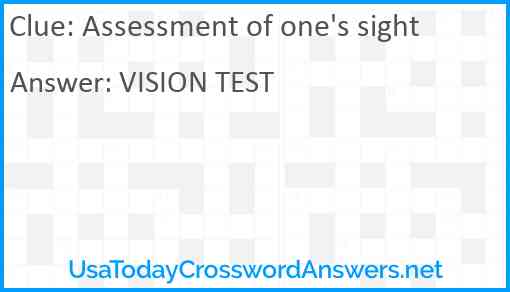 Assessment of one's sight Answer