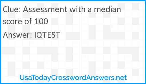 Assessment with a median score of 100 Answer