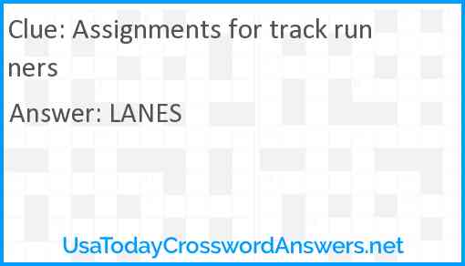 Assignments for track runners Answer