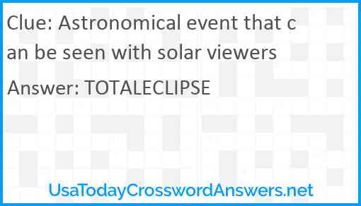 Astronomical event that can be seen with solar viewers Answer