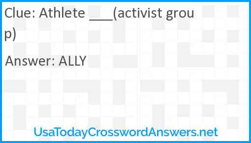 Athlete ___(activist group) Answer