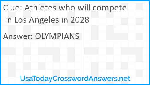 Athletes who will compete in Los Angeles in 2028 Answer