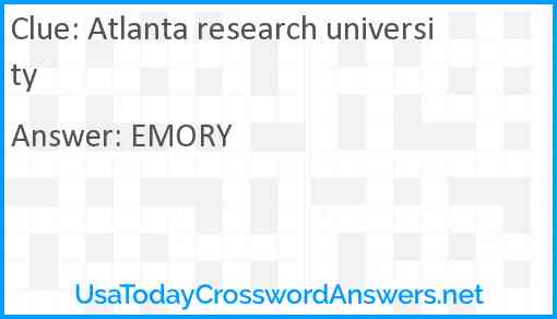 Atlanta research university Answer