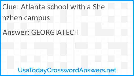 Atlanta school with a Shenzhen campus Answer