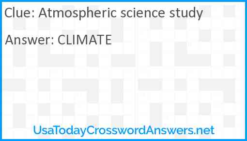 Atmospheric science study Answer