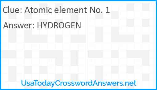Atomic element No. 1 Answer