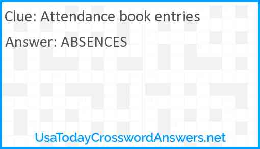 Attendance book entries Answer