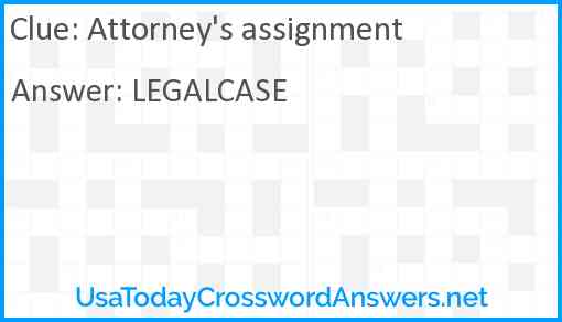 Attorney's assignment Answer