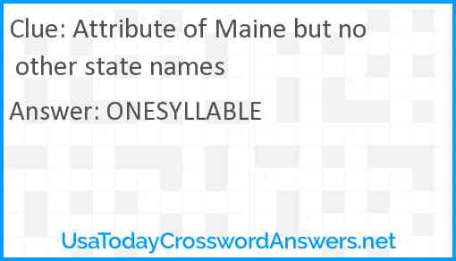 Attribute of Maine but no other state names Answer
