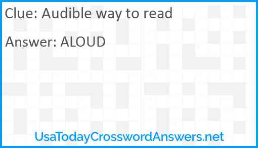 Audible way to read Answer