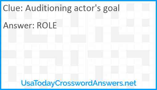 Auditioning actor's goal Answer