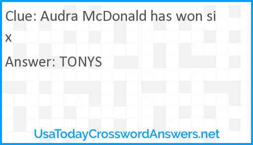 Audra McDonald has won six Answer
