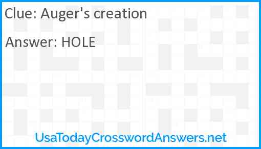 Auger's creation Answer