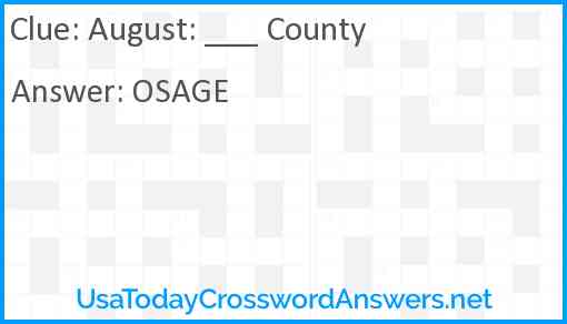 August: ___ County Answer