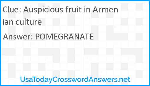 Auspicious fruit in Armenian culture Answer