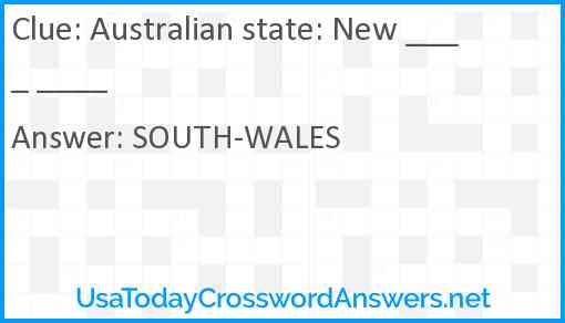 Australian state: New ____ ____ Answer