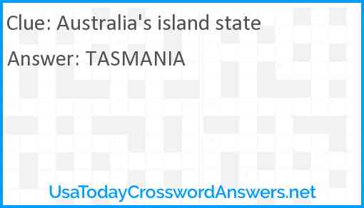 Australia's island state Answer
