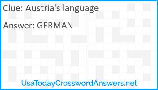 Austria's language Answer