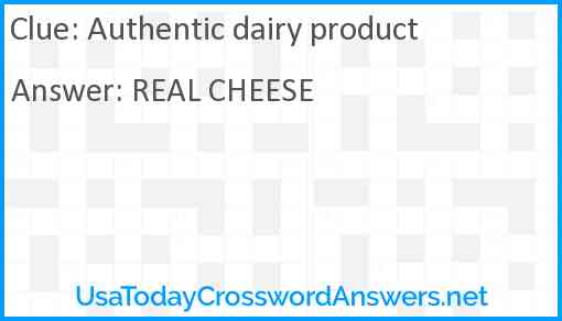 Authentic dairy product Answer