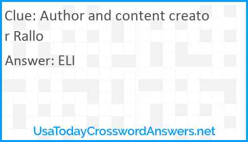 Author and content creator Rallo Answer